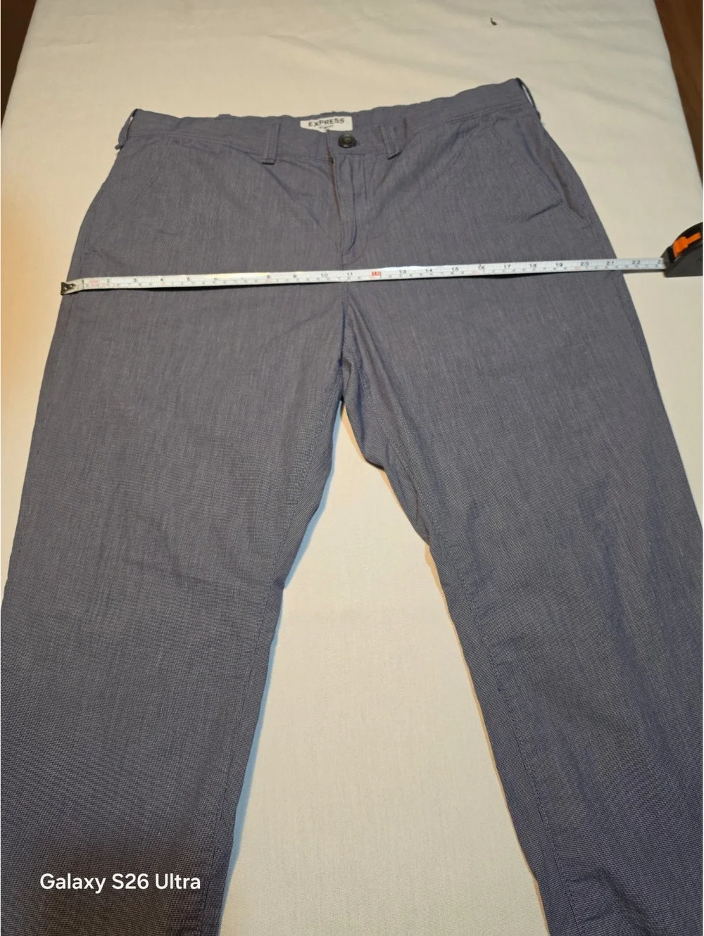 Express Slim Fit Men's Cotton Pants 33x30 Blue Checkered